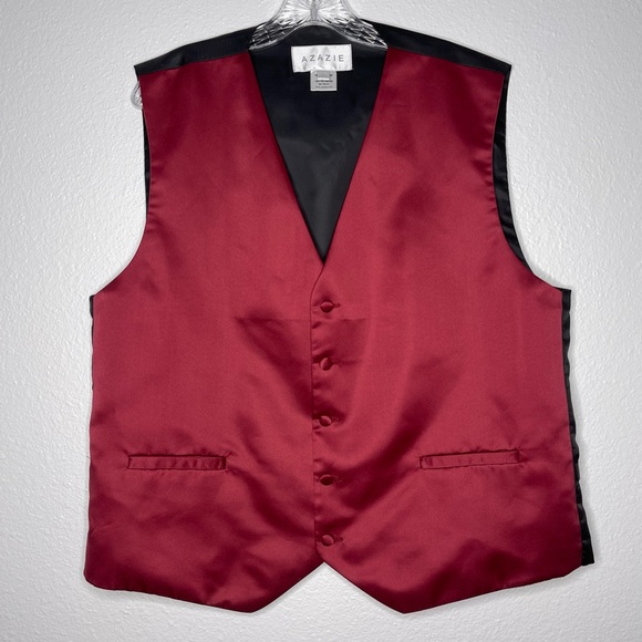 Azazie Gentlemen’s Collection‎ Formal Maroon Satin Vest Size Large - Picture 1 of 3